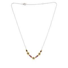Gems By Michael Sterling Silver Multicolor Tourmaline Station Necklace, 18"