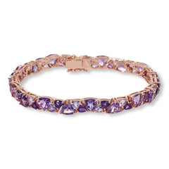 Colleen Lopez Sterling Silver Roseclad Trilliant Amethyst Line Bracelet, 7"
