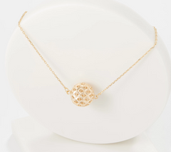 14K gold-plated Sterling Silver Diamond Cut Lace Bead 18" Necklace by Silver Style