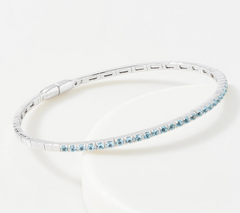Affinity Gems Sterling Silver Bangle Bracelet, Blue Topaz, Avg