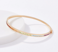Gold One 1K Gold Gemstone Bangle with Hinge, 6-3/4"