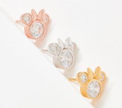 Diamoniuqe Disney Minnie Bezel Set Studs, 18K gold-plated sterling silver