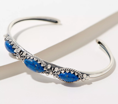 American West Sterling Silver Three Gemstone Stackable Cuff, Size 7-1/4"
