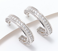 Diamonique Italia Square Tube Hoop Earrings, Sterling Silver