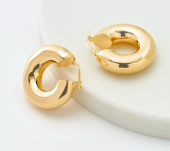 David Markstein Bronze 7.5mm Polished Hoop Earrings, 1"