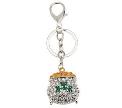 Killarney Crystal Choice of Crystal Pot of Gold Keychains, Silvertone