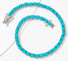 Affinity Gems Sterling Silver Oval Cut Turquoise Tennis Bracelet, 7-1/4"