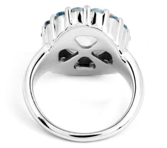 Affinity Gems Sterling Silver Rainbow Moonstone & Swiss Blue Topaz Ring, Size 8