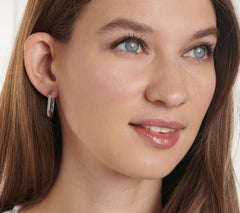 Or Paz Sterling Silver Signature Rectangular Beaded Huggie Hoops