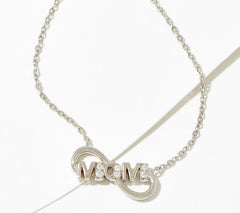 Diamonique Sterling Silver "Mom" Infinity Love Necklace, 16"