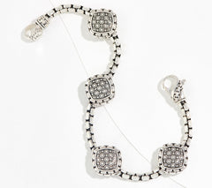 JAI Sterling Silver Artisan Textured 3.7mm Box Chain Bracelet, 6-3/4"