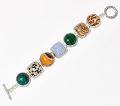 Artisan Crafted Fancy Cushion Cabochon Gemstone Bracelet, 7.25"