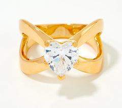 Diamonique x Kathy Levine Sterling Silver Goldclad Heart Icon Ring, Size 5