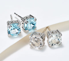 Affinity Gems White Topaz & Blue Topaz Stud Earrings,