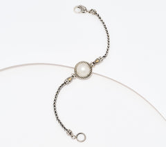 Artisan Crafted Sterling Silver & 18K White Cultured Mabe Pearl Bracelet, 7-1/4"