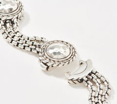 JAI Sterling Silver Hammered Multi- Box Chain Bracelet, 31.6g