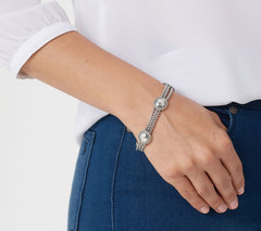 JAI Sterling Silver Hammered Multi- Box Chain Bracelet, 31.6g