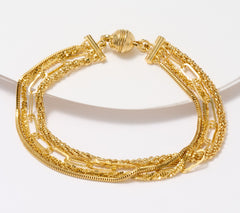 UltraFine 950 Silver Multi Chain Magnetic Bracelet, Yellow, Large