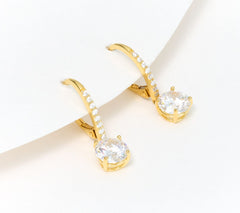 Diamonique Sterling Silver Goldclad Classics Round-cut Lever Back Drop Earrings, 1"