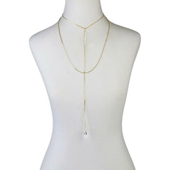 Herkimer Mines Sterling Silver Goldclad "Diamond" Quartz Fancy Cut Y-Necklace, 16"