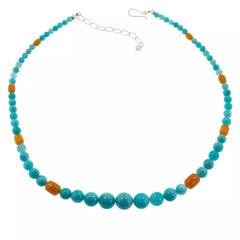 Jay King Sterling Silver Amazonite and Butterscotch Bead Necklace, 18"