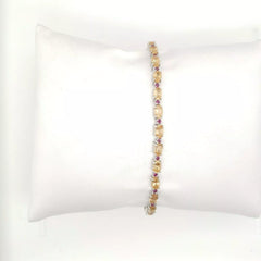 Paul Deasy Sterling Silver 12.32Ct Hessonite & Rhodolite Line Bracelet, 6-3/4"