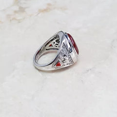 Aldo Orta Sterling Silver Red Agate Icon Ring Size 9 QVC $94