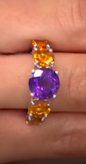 Colleen Lopez Sterling Silver African Amethyst & Citrine Ring, Size 6