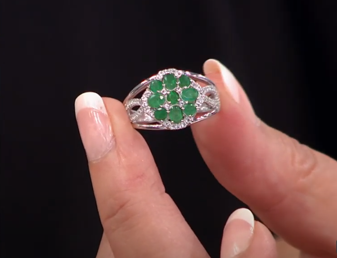 Colleen Lopez Sterling Silver Emerald & White Topaz Ring, Size 5