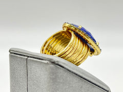 Joya Sterling Silver Goldclad Multiband Lapis Ring, Size 5