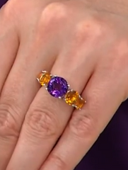Colleen Lopez Sterling Silver African Amethyst & Citrine Ring, Size 6