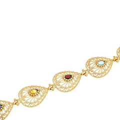 Technibond Sterling Silver Goldclad Multigem Filigree Bracelet, 6-3/4"