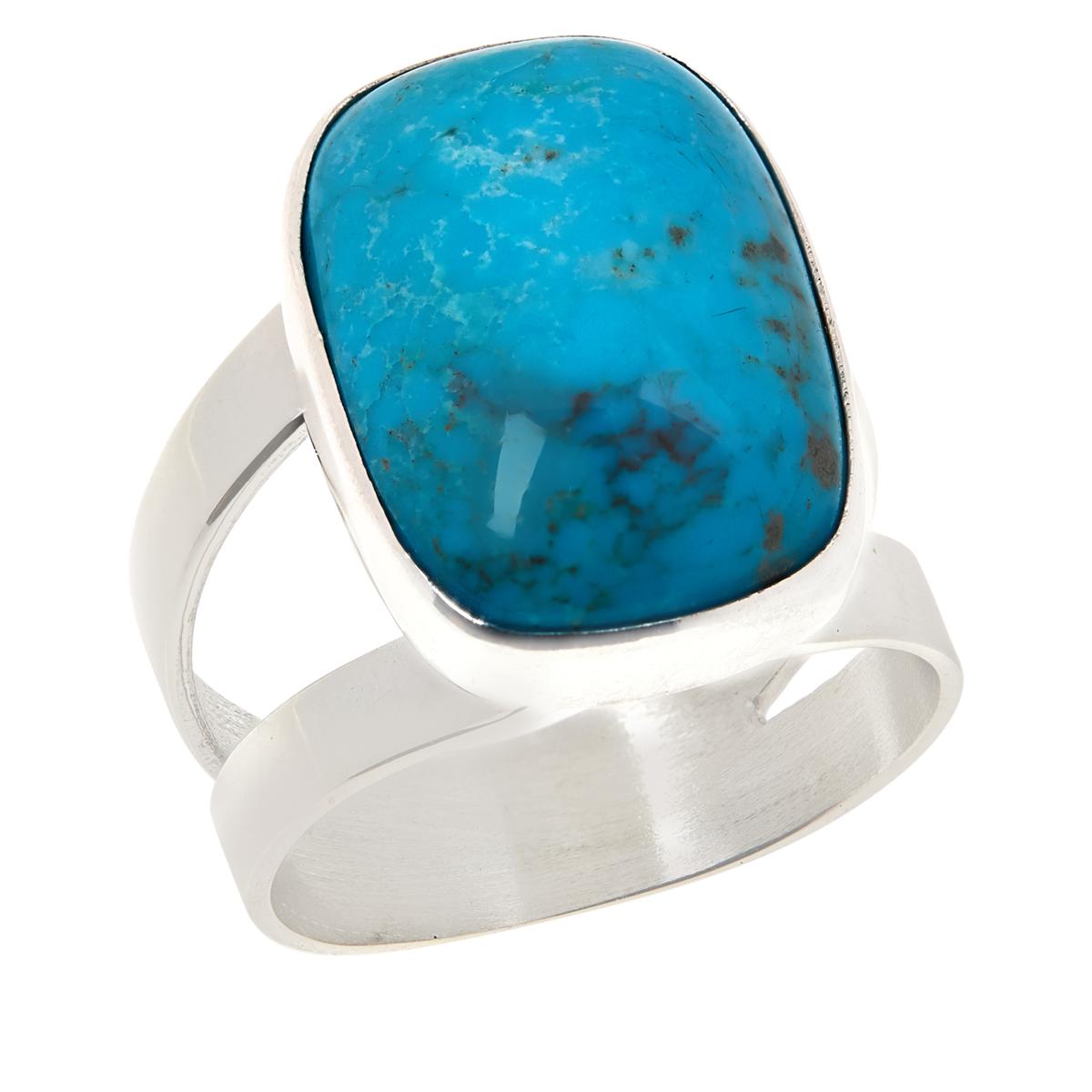 Jay King Maidenhair Turquoise Sterling Silver Cocktail Ring Size 7