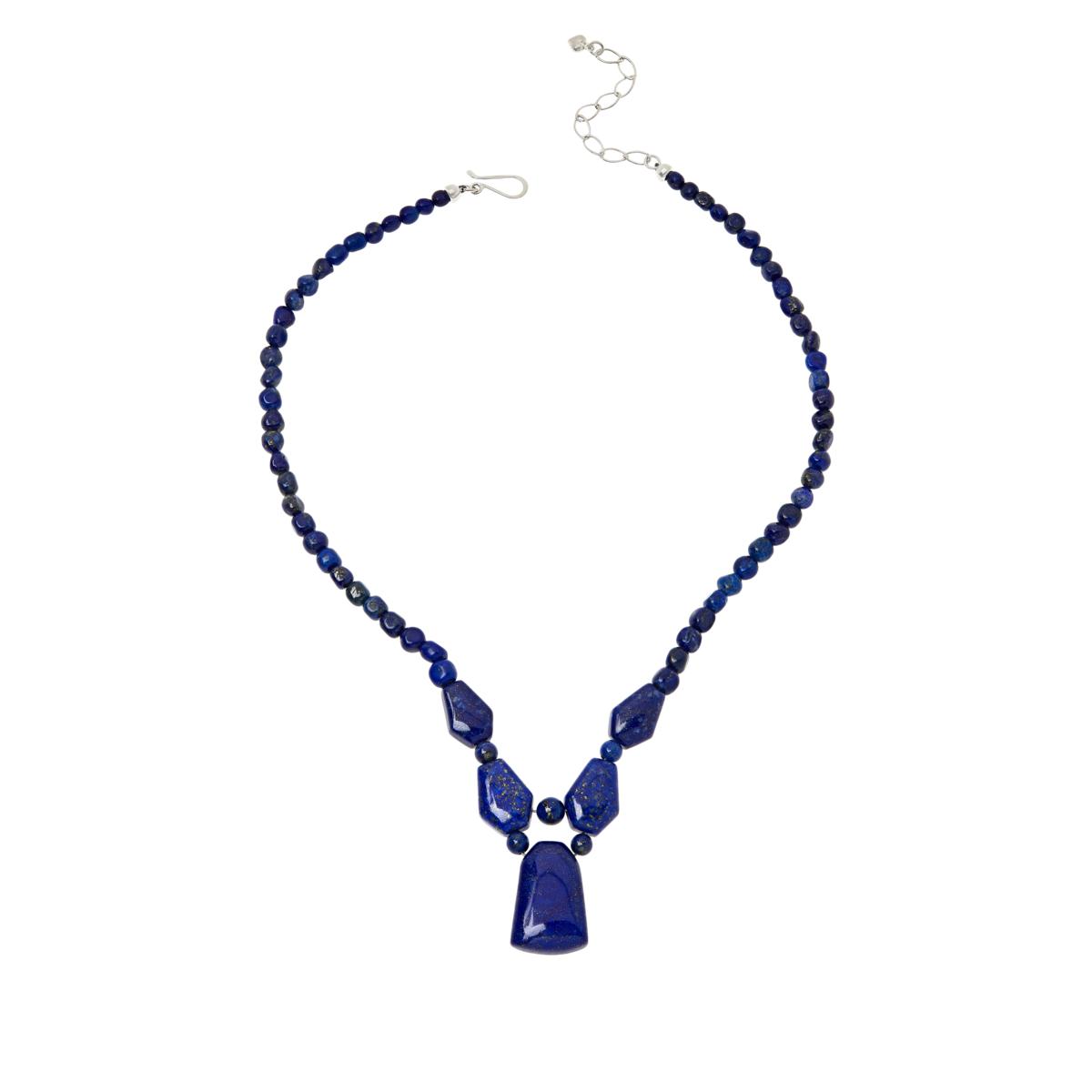 Jay King Sterling Silver Blue Lapis Beaded Bib Necklace 18" HSN $100