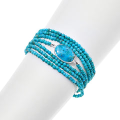 Jay King Sterling Silver Turquoise 7-Strand Layered Magnetic Bracelet, 6"