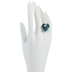Jay King Sterling Silver Faceted Teal Apatite Heart Cut Cocktail Ring, Size 8