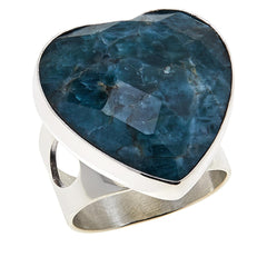 Jay King Sterling Silver Faceted Teal Apatite Heart Cut Cocktail Ring, Size 8