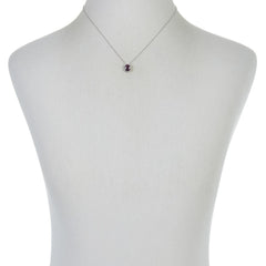 Colleen Lopez Sterling Silver Oval Ruby & White Zircon Pendant and Earring Set