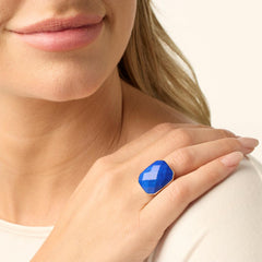 Jay King Octagon Faceted Lapis Sterling Silver Split Shank Ring Size 8