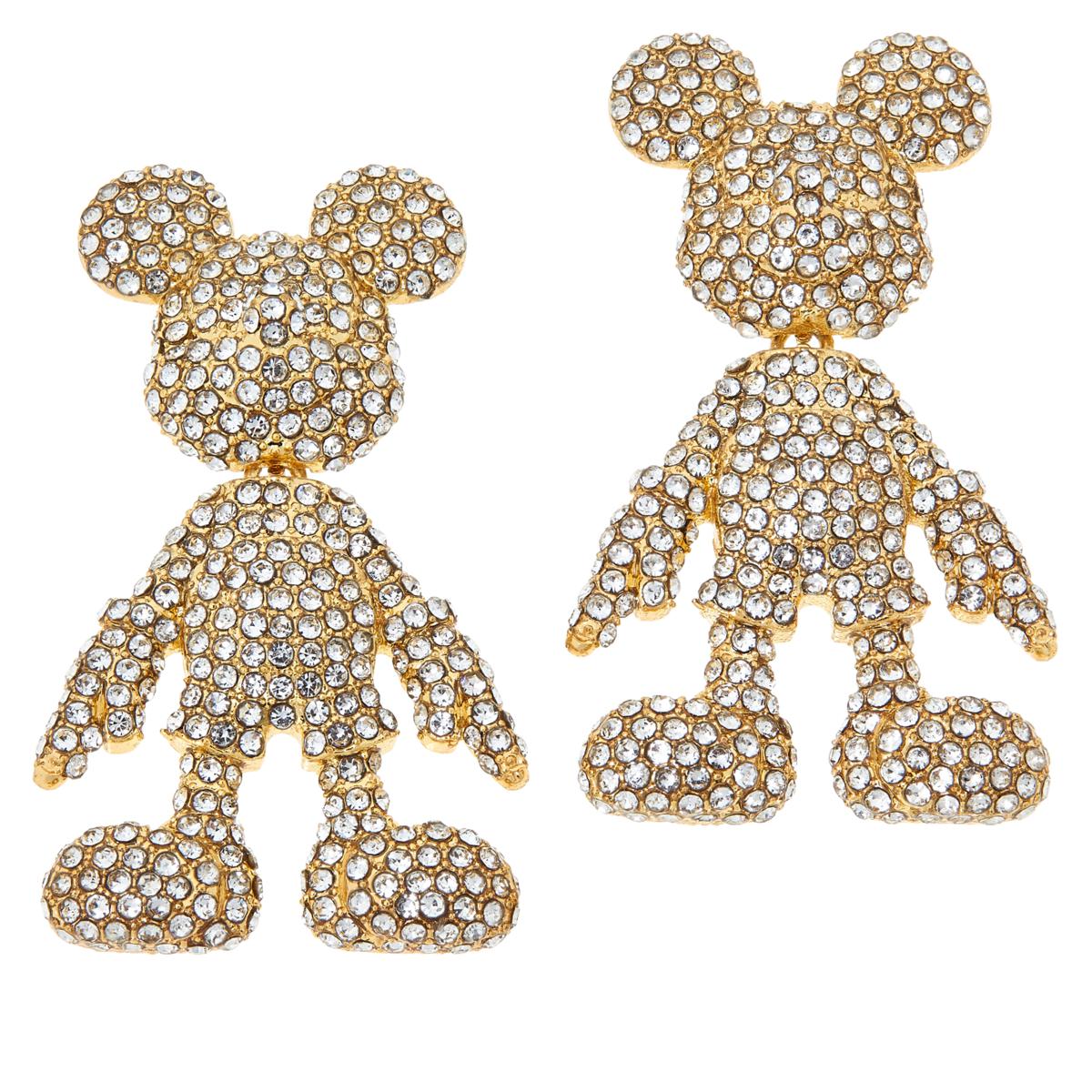 Baublebar Goldtone Pave Clear Crystal Mickey Drop Earrings, 1-1/4"