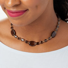 Rarities Sterling Silver Goldclad Smoky Quartz Station Necklace 16" (HSN $139)
