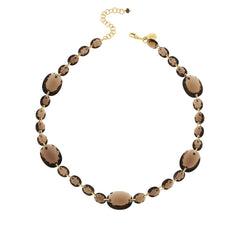Rarities Sterling Silver Goldclad Smoky Quartz Station Necklace 16" (HSN $139)