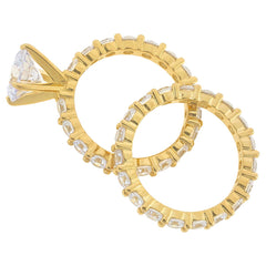Absolute Sterling Silver Goldclad Solitaire Eternity  2piece Set Ring, Size 8