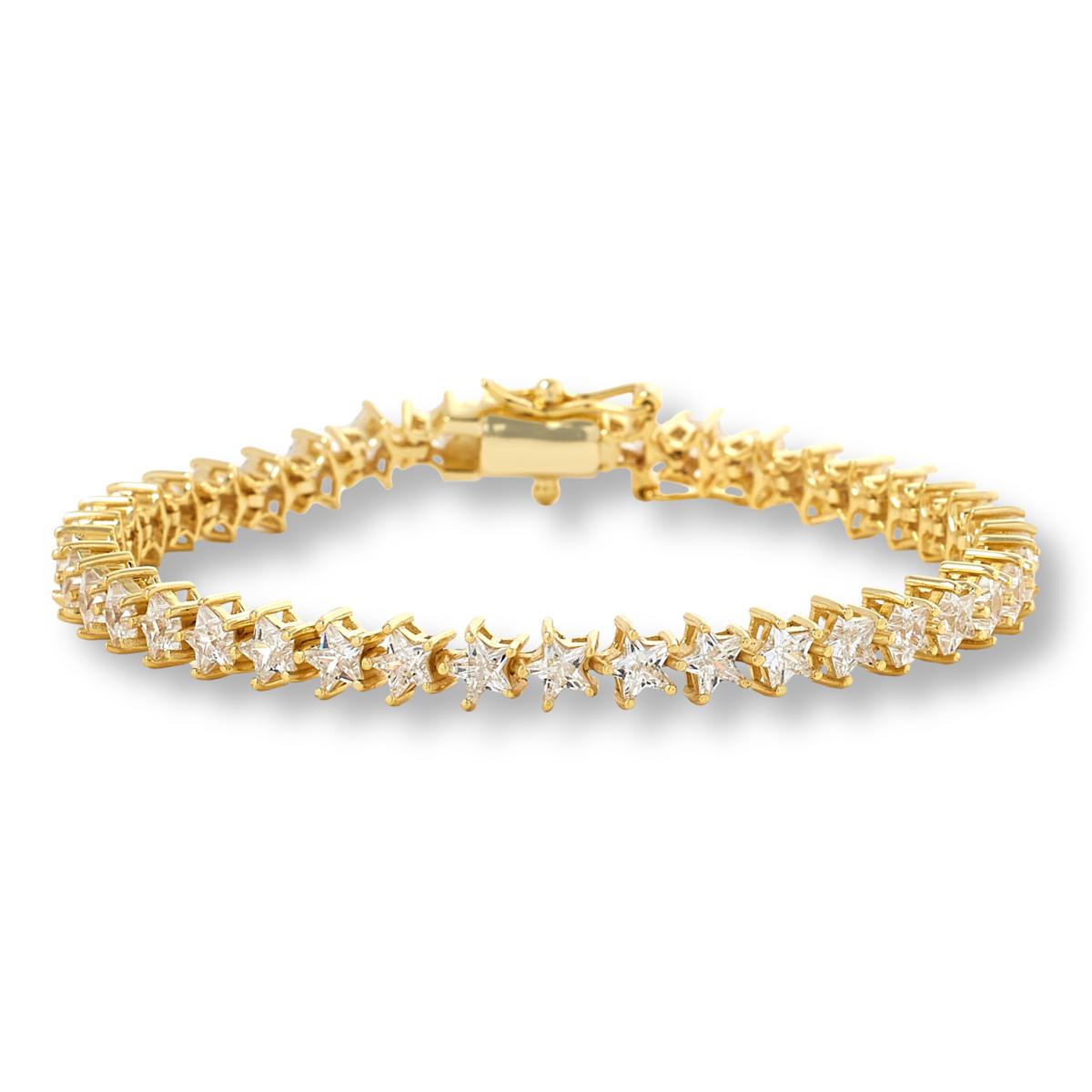 Absolute Sterling Silver Goldclad Magic Magnet Clasp Star-shape Line Bracelet, 7"