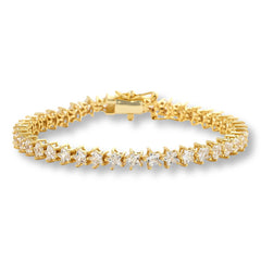 Absolute Sterling Silver Goldclad Magic Magnet Clasp Star-shape Line Bracelet, 7"