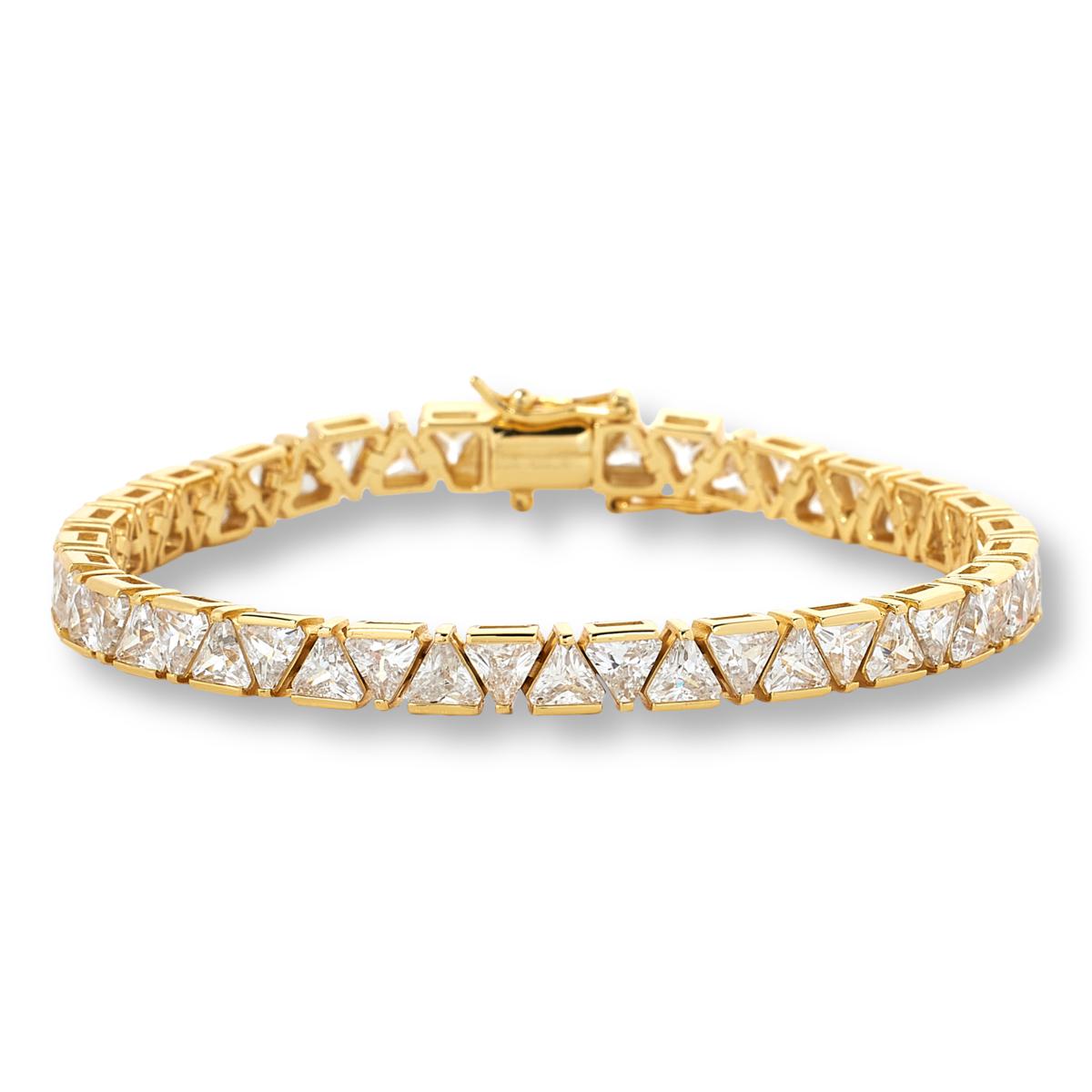 Absolute Sterling Silver Goldclad Magic Magnet Clasp Trilliant-cut Line Bracelet, 7"