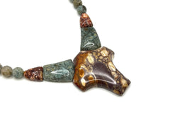 Jay King Shitake Cross Bib Beaded Sterling Silver Gemstone Necklace 18"