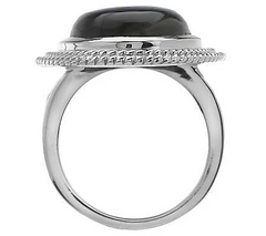 Bold Oval Labradorite Sterling Silver Rope-Detail Border Ring Size 6 Qvc $45.5