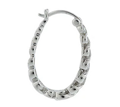 Epiphany Diamonique 100 Facet Graduated Oval Sterling Silver Hoops