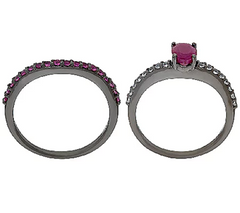 Graziela Gems Precious Ruby & Zircon Sterling Ring Set Size 5